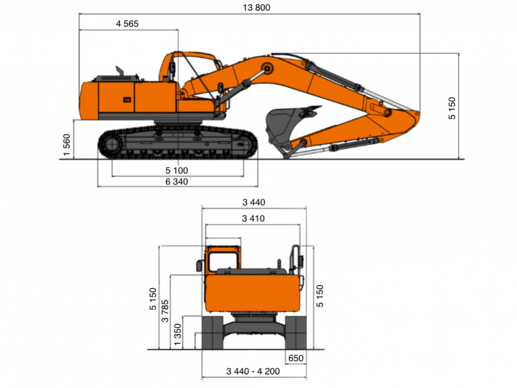 Схема Гусеничный экскаватор Develon (Doosan) DX1000LC-7